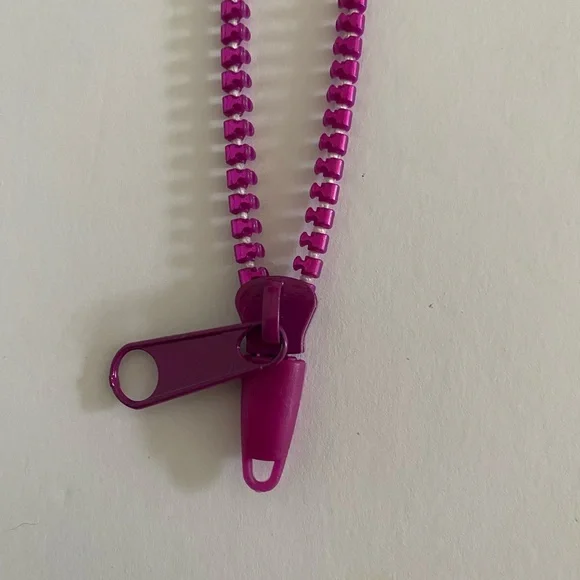 VTG 1980’s Chunky Punk Adjustable Zipper Necklace Purple Lavender Shimmer New - Picture 6 of 11